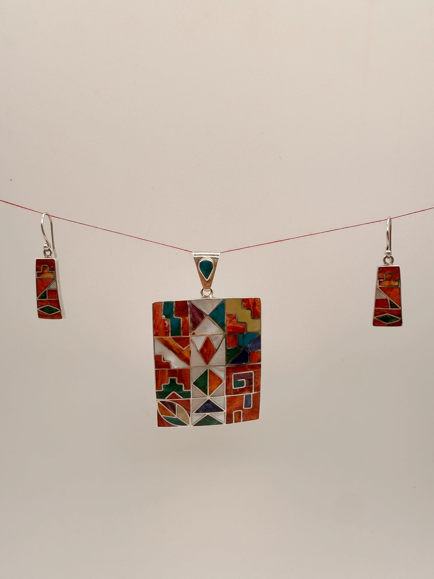 Rectangle Earrings and Pendant Set