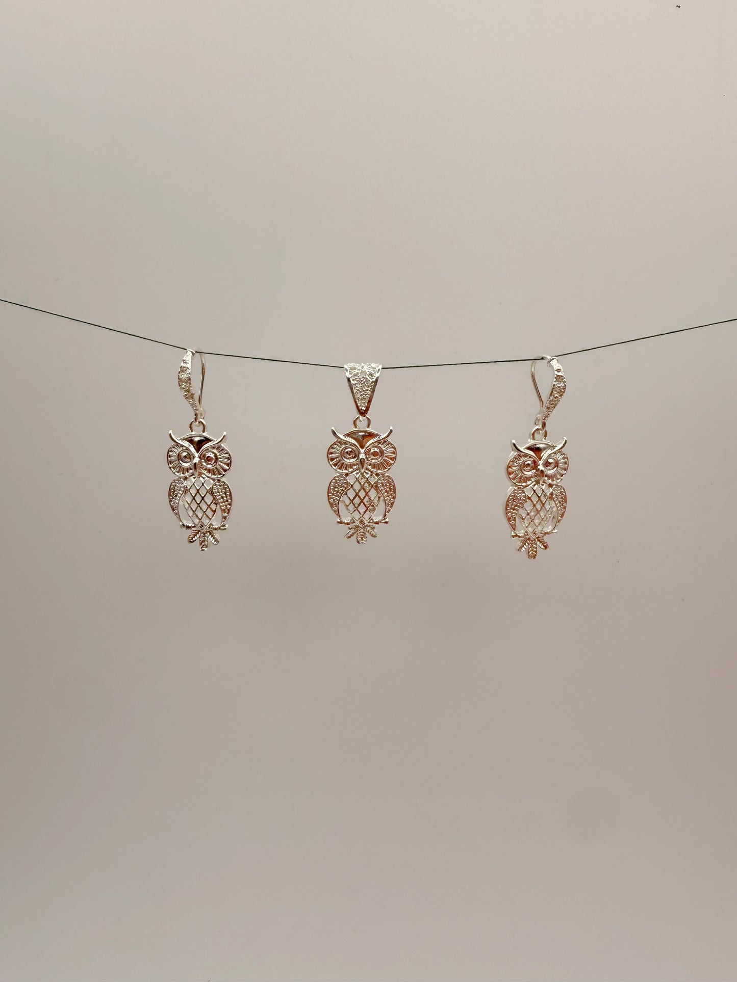 Owl Earrings and Pendant Set