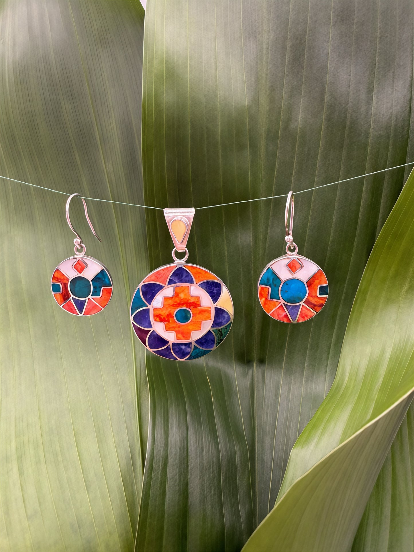 Incan Circles Earrings and Pendant Set