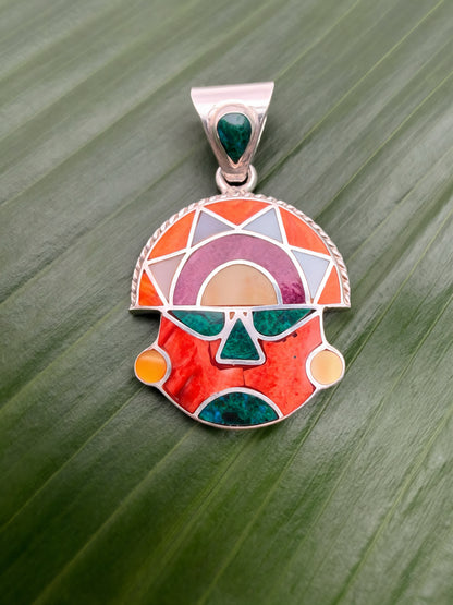 Incan Face Small Stonework Pendant