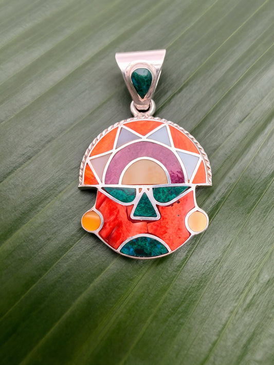Incan Face Small Stonework Pendant