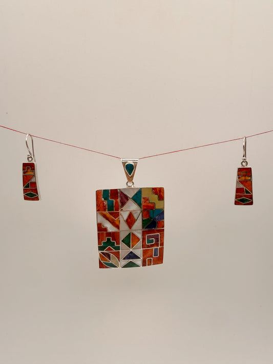 Rectangle Earrings and Pendant Set
