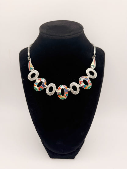 Oval Stonework Necklace