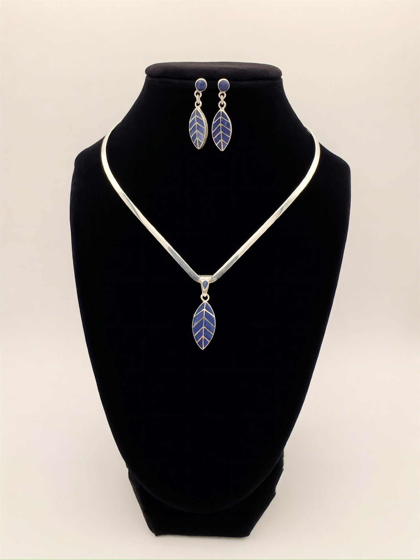 Chrysocolla Leaf Earrings and Pendant Set