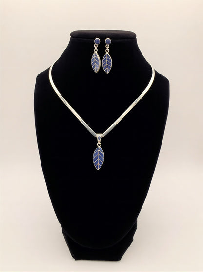 Chrysocolla Leaf Earrings and Pendant Set