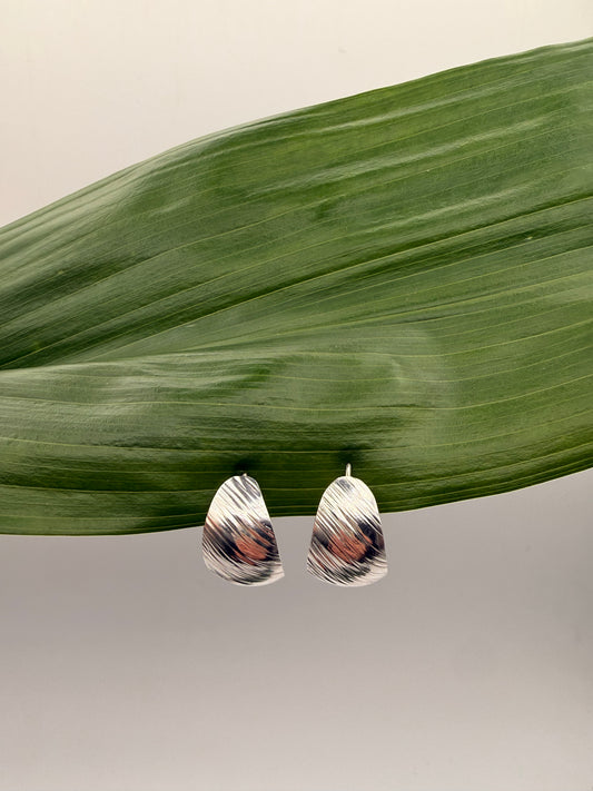 Half Moon Hoops in Brushed 950 Silver