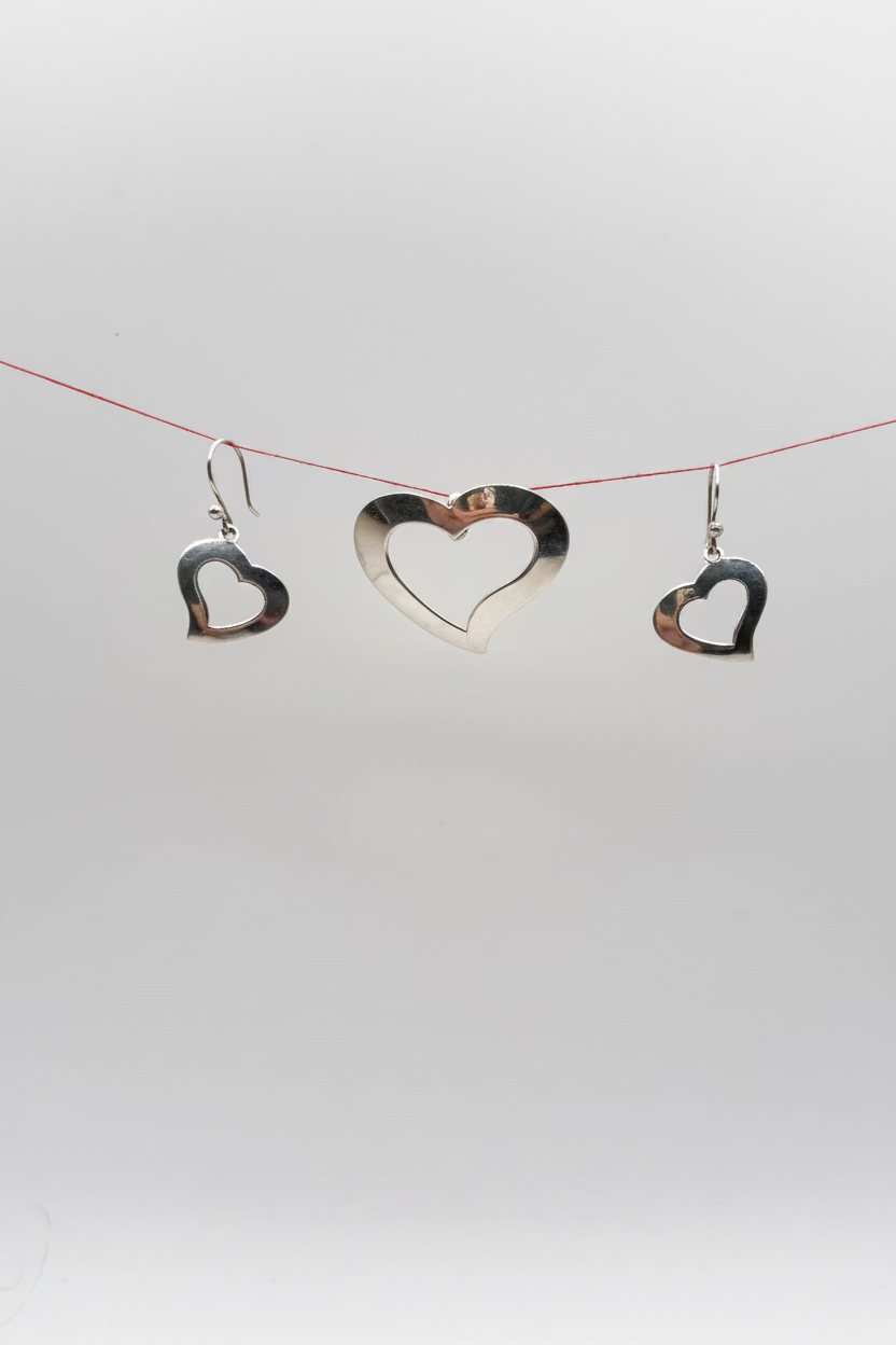 Doodle Heart Earrings and Pendant Set