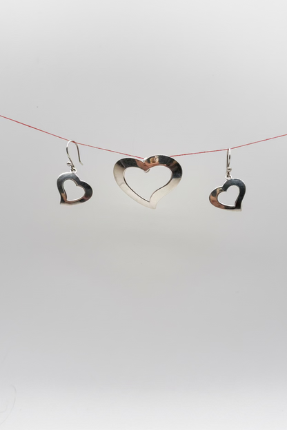 Doodle Heart Earrings and Pendant Set