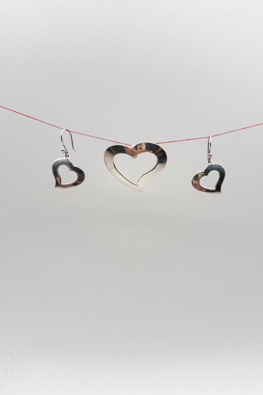Doodle Heart Earrings and Pendant Set