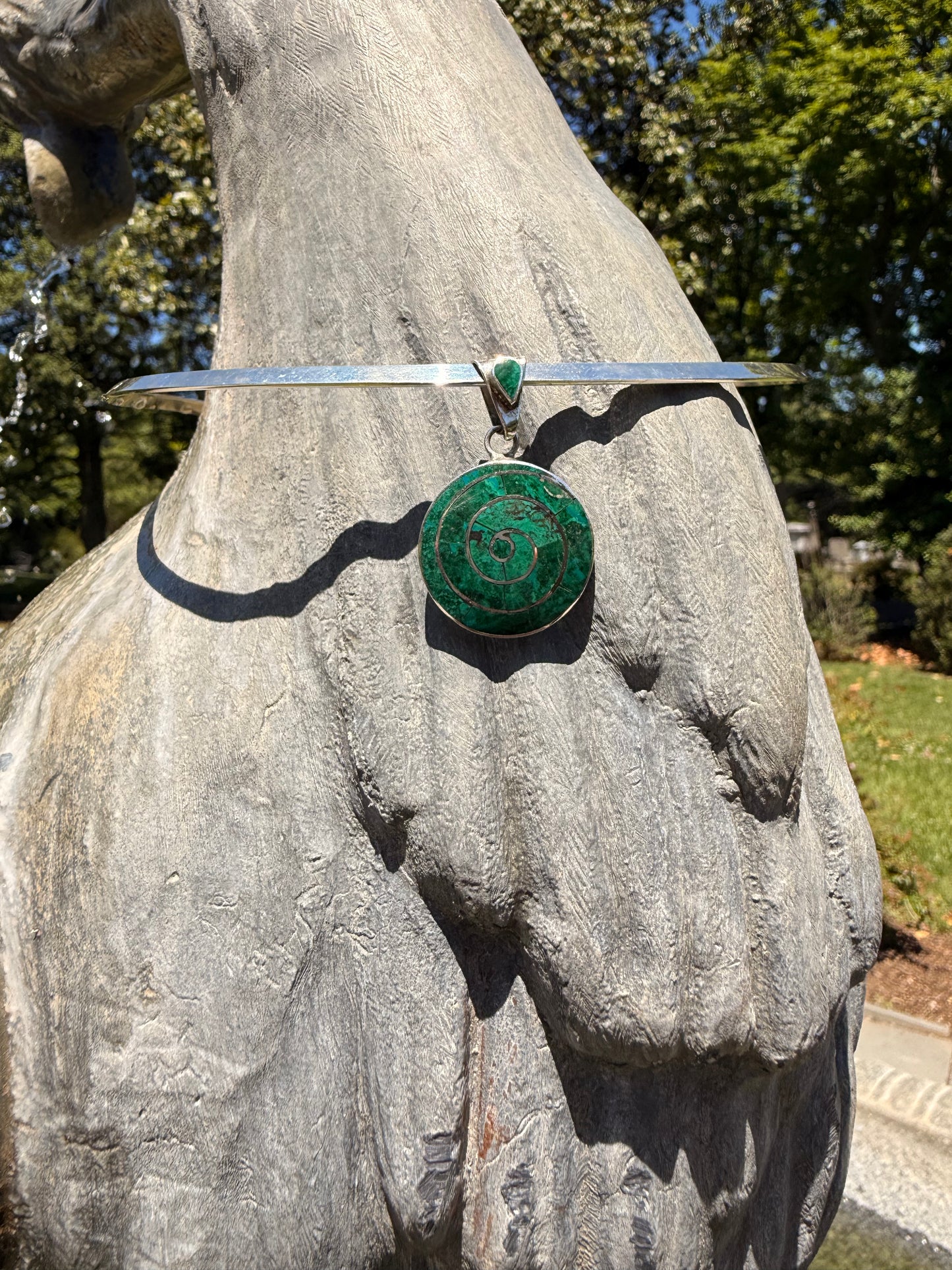 Chrysocolla spiral Earrings and Pendant set