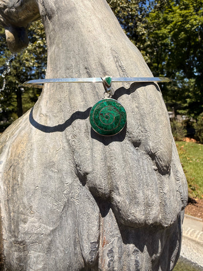 Chrysocolla spiral Earrings and Pendant set