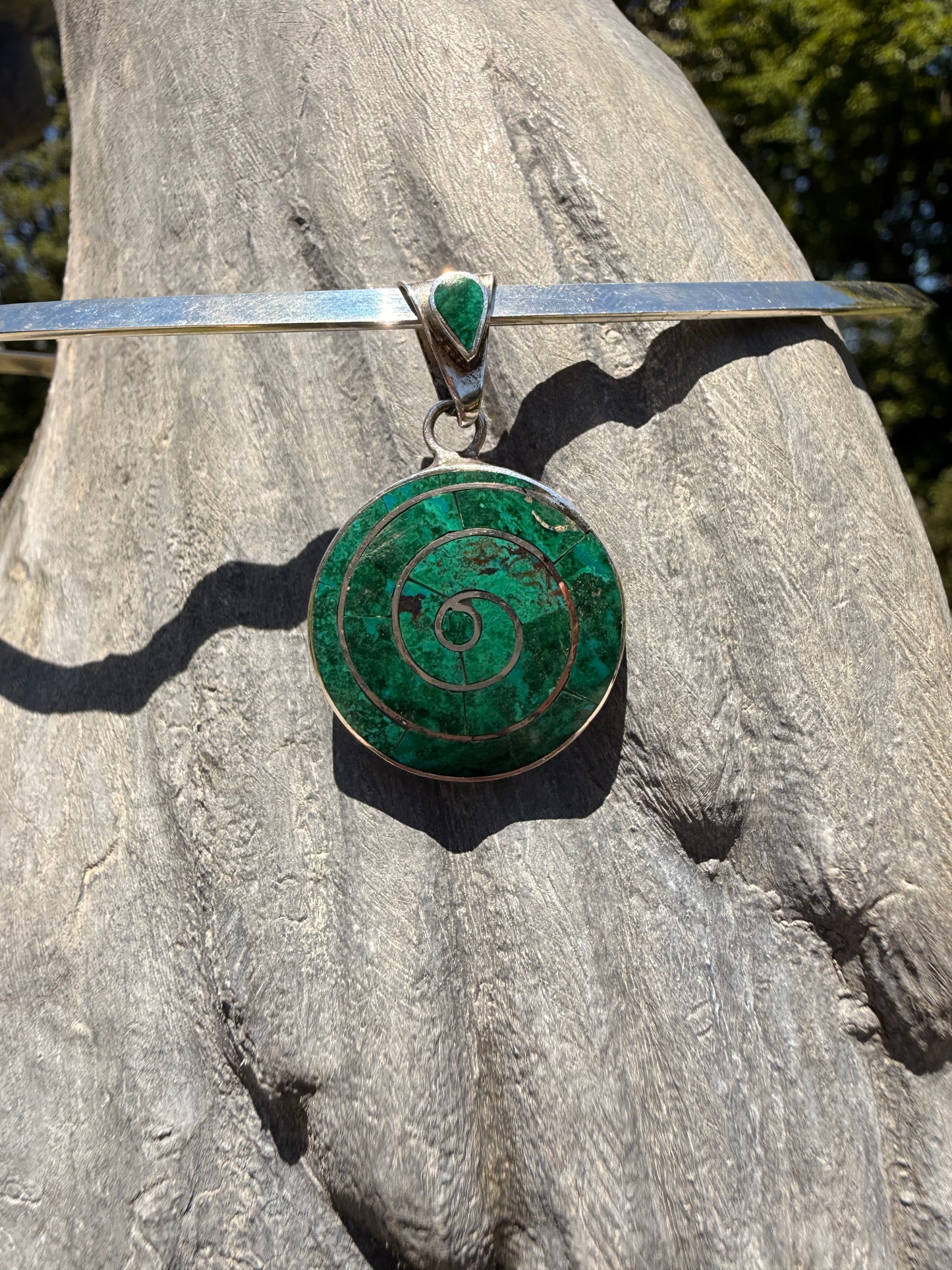Chrysocolla spiral Earrings and Pendant set