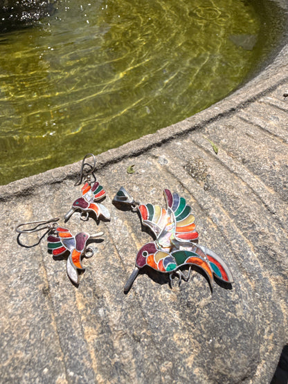Hummingbird Earrings and Pendant Set